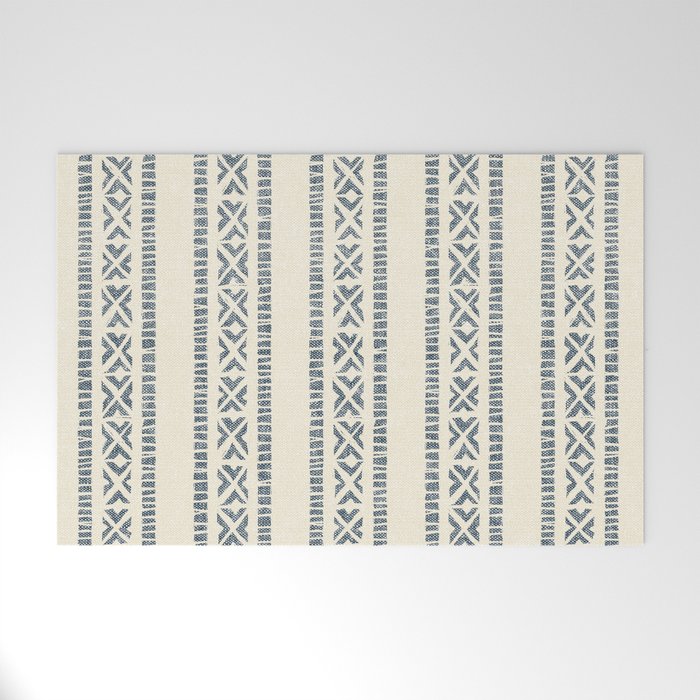 oceania vertical stripes - navy blue on cream Welcome Mat Gallery Image 1