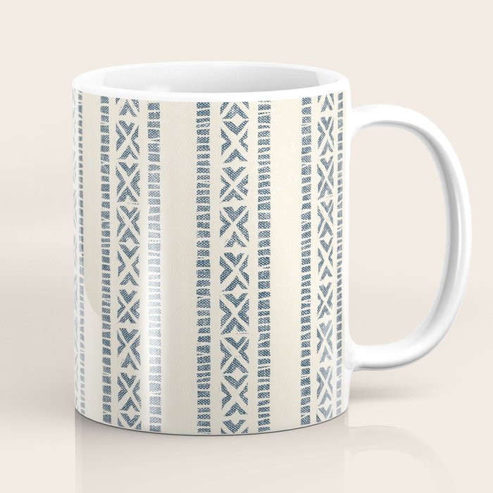 oceania vertical stripes - navy blue on cream Coffee Mug Gallery Image 1