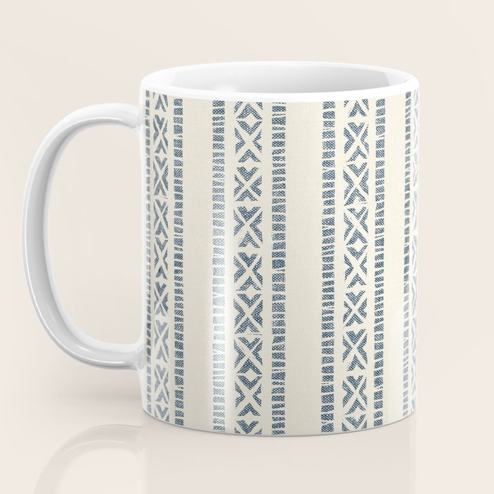 oceania vertical stripes - navy blue on cream Coffee Mug Gallery Image 3