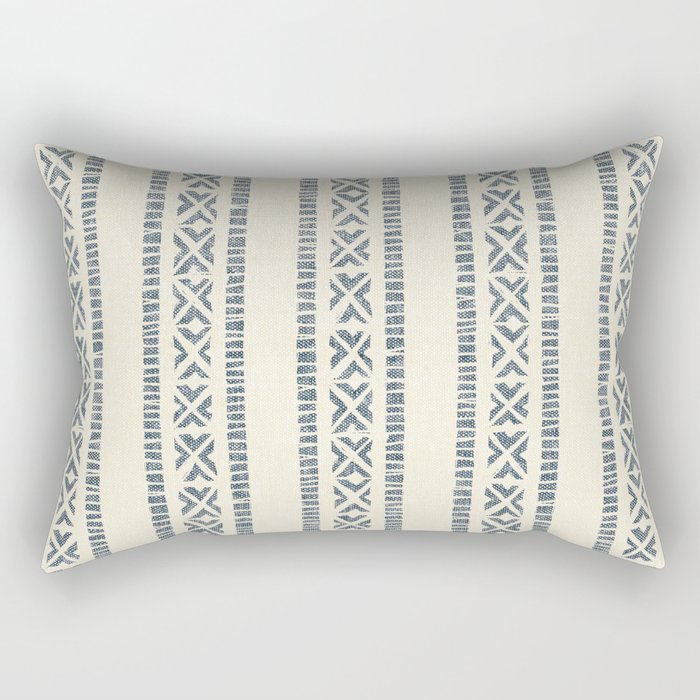 oceania vertical stripes - navy blue on cream Rectangular Pillow Gallery Image 2