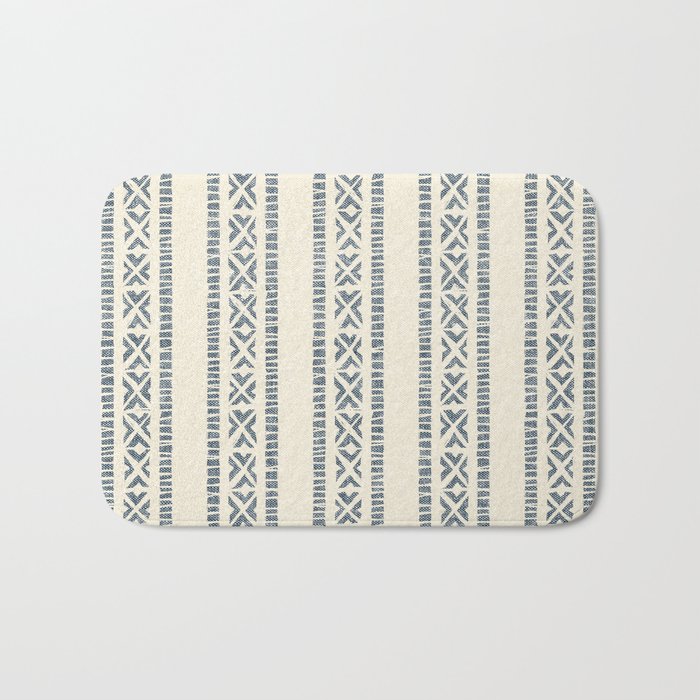 oceania vertical stripes - navy blue on cream Bath Mat Gallery Image 1