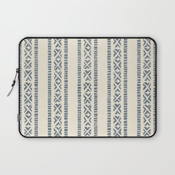 oceania vertical stripes - navy blue on cream Laptop Sleeve Gallery Image 1