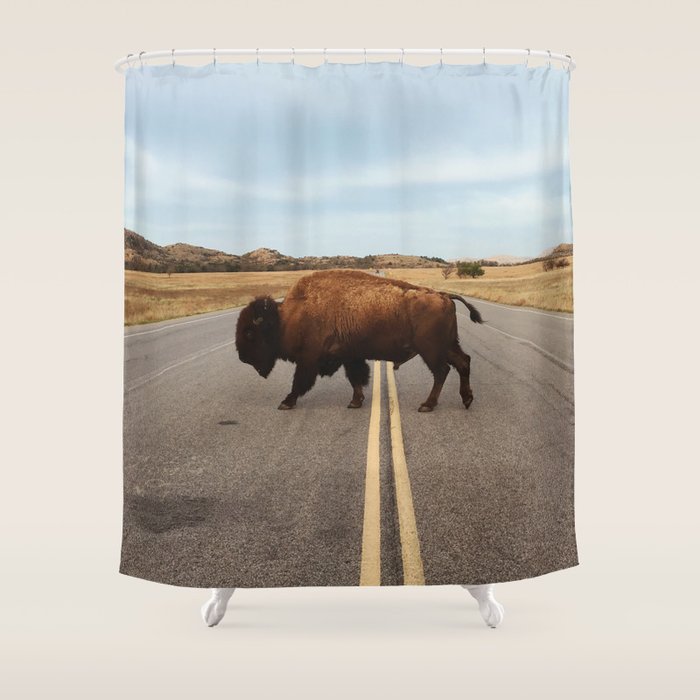 Bison Crossing Road Shower Curtain Gallery Image 1