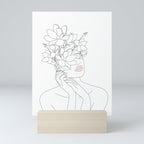 Minimal Line Art Woman with Magnolia Mini Art Print Gallery Image 5