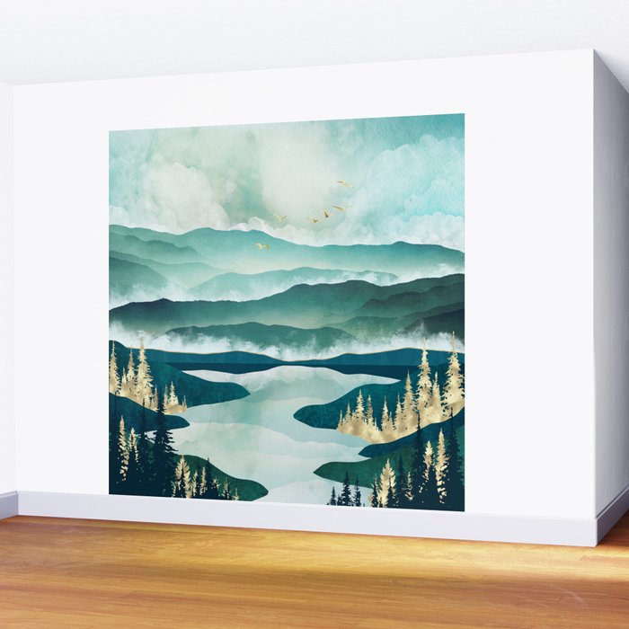 Misty Lake Wall Mural Gallery Image 2