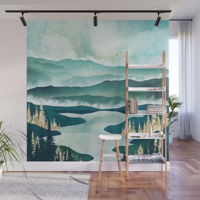 Misty Lake Wall Mural Gallery Image 1