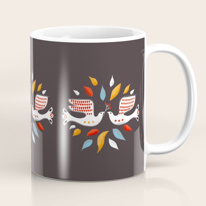 Retro christmas birds illustration Coffee Mug Gallery Image 1