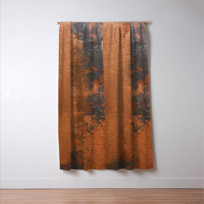 Japandi Art Copper and Black Rust Window Curtain Gallery Image 3