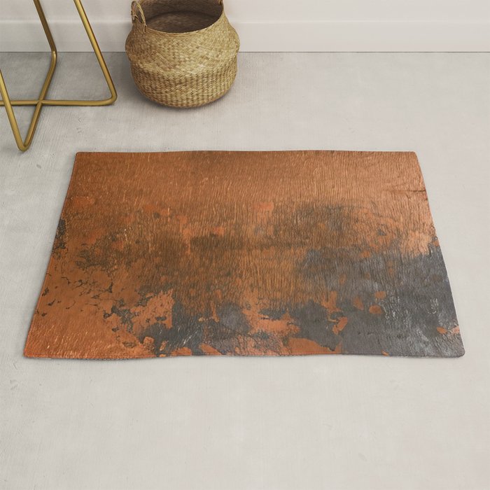 Japandi Art Copper and Black Rust Rug Gallery Image 1