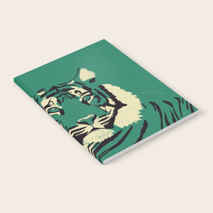Majestic Tiger - Bold Wildcat Design with Teal Background Notebook Gallery Image 1