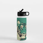 Majestic Tiger - Bold Wildcat Design with Teal Background Water Bottle Gallery Image 1