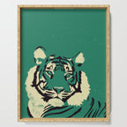 Majestic Tiger - Bold Wildcat Design with Teal Background Serving Tray Gallery Image 1