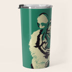 Majestic Tiger - Bold Wildcat Design with Teal Background Travel Mug Gallery Image 3