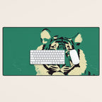 Majestic Tiger - Bold Wildcat Design with Teal Background Desk Mat Gallery Image 1
