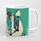 Majestic Tiger - Bold Wildcat Design with Teal Background Coffee Mug Gallery Image 1