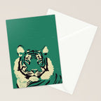 Majestic Tiger - Bold Wildcat Design with Teal Background Stationery Card Gallery Image 2