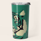 Majestic Tiger - Bold Wildcat Design with Teal Background Travel Mug Gallery Image 2