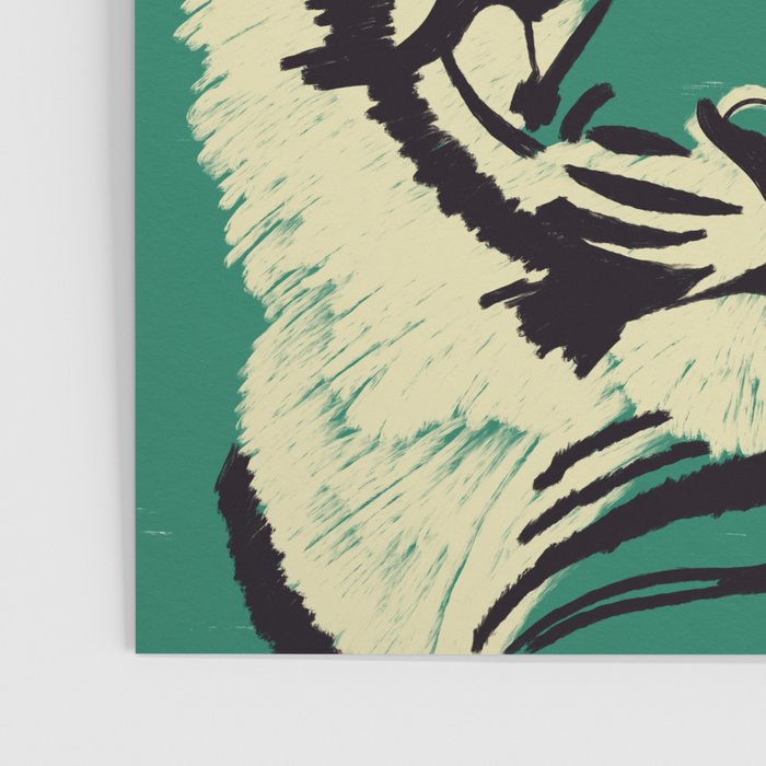 Majestic Tiger - Bold Wildcat Design with Teal Background Poster Gallery Image 3
