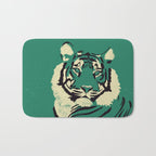 Majestic Tiger - Bold Wildcat Design with Teal Background Bath Mat Gallery Image 1