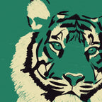 Majestic Tiger - Bold Wildcat Design with Teal Background Coffee Mug Gallery Image 2