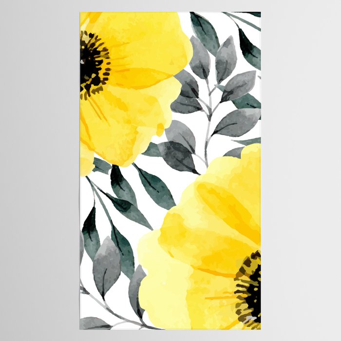 Big yellow watercolor flowers Tablecloth Gallery Image 2