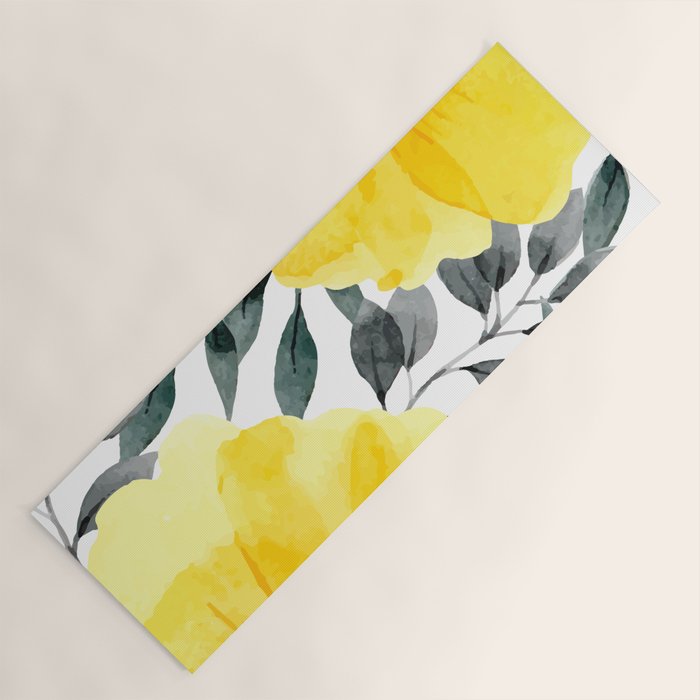 Big yellow watercolor flowers Yoga Mat Gallery Image 1