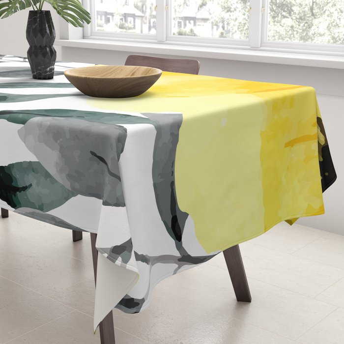 Big yellow watercolor flowers Tablecloth Gallery Image 3