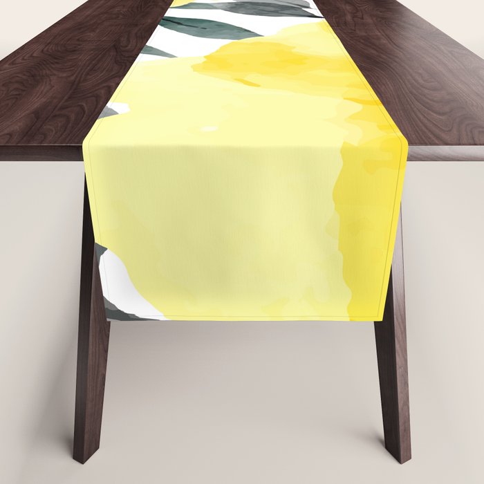 Big yellow watercolor flowers Table Runner Gallery Image 1