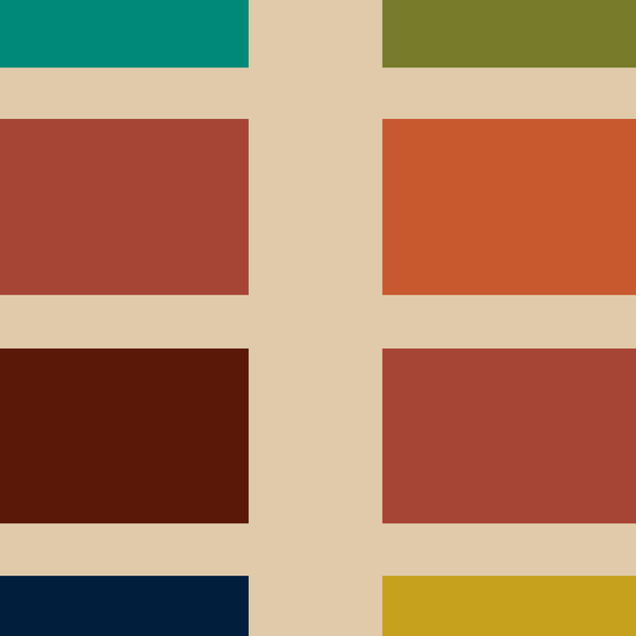 Nelson Blocks - Midcentury Modern Geometric in Mid Century Mod Mustard, Olive, Teal, Orange, Beige Coffee Mug Gallery Image 2