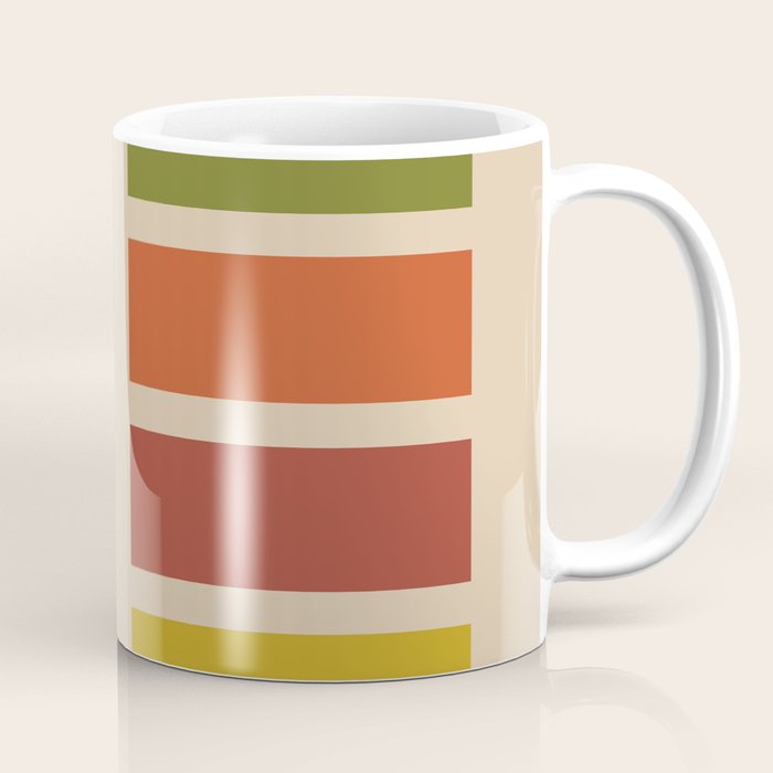 Nelson Blocks - Midcentury Modern Geometric in Mid Century Mod Mustard, Olive, Teal, Orange, Beige Coffee Mug Gallery Image 1