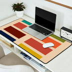 Nelson Blocks - Midcentury Modern Geometric in Mid Century Mod Mustard, Olive, Teal, Orange, Beige Desk Mat Gallery Image 2