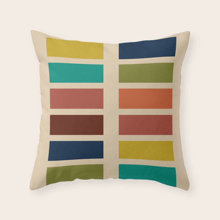 Nelson Blocks - Midcentury Modern Geometric in Mid Century Mod Mustard, Olive, Teal, Orange, Beige Throw Pillow Gallery Image 6