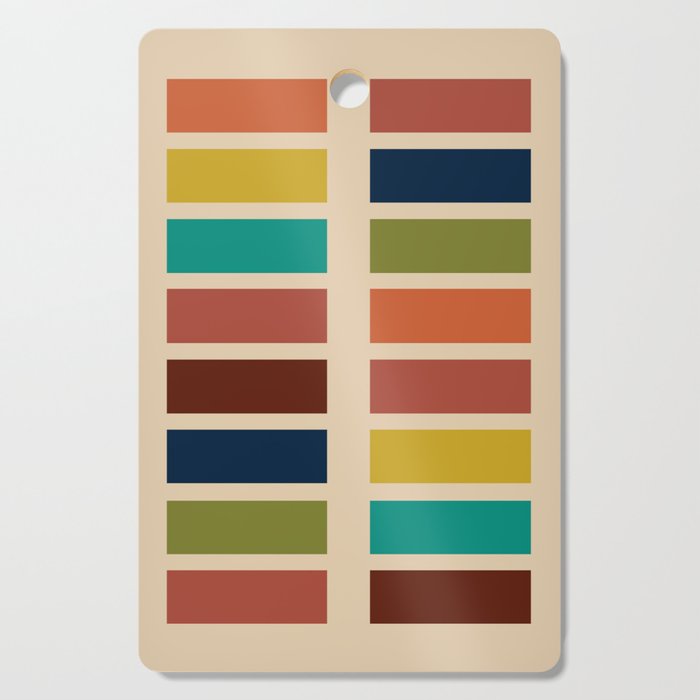 Nelson Blocks - Midcentury Modern Geometric in Mid Century Mod Mustard, Olive, Teal, Orange, Beige Cutting Board Gallery Image 1