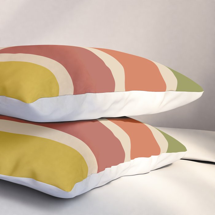 Nelson Blocks - Midcentury Modern Geometric in Mid Century Mod Mustard, Olive, Teal, Orange, Beige Pillow Sham Gallery Image 3