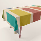 Nelson Blocks - Midcentury Modern Geometric in Mid Century Mod Mustard, Olive, Teal, Orange, Beige Tablecloth Gallery Image 1