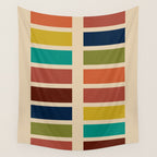 Nelson Blocks - Midcentury Modern Geometric in Mid Century Mod Mustard, Olive, Teal, Orange, Beige Wall Tapestry Gallery Image 4
