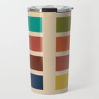 Nelson Blocks - Midcentury Modern Geometric in Mid Century Mod Mustard, Olive, Teal, Orange, Beige Travel Mug Gallery Image 1