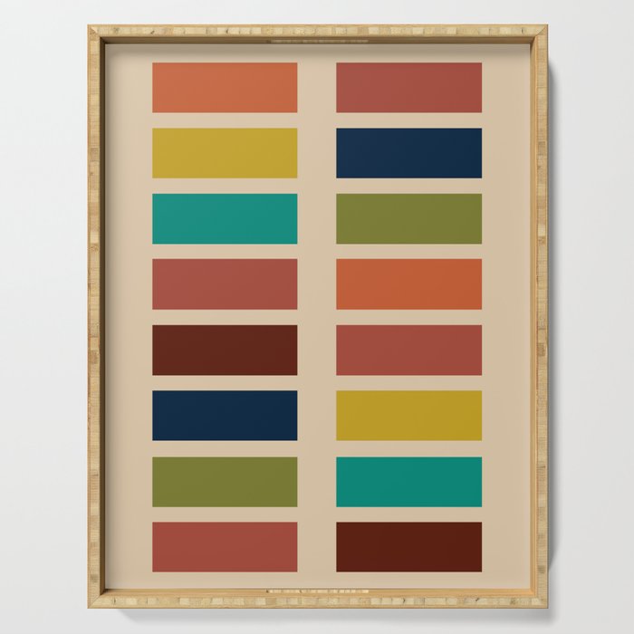 Nelson Blocks - Midcentury Modern Geometric in Mid Century Mod Mustard, Olive, Teal, Orange, Beige Serving Tray Gallery Image 1