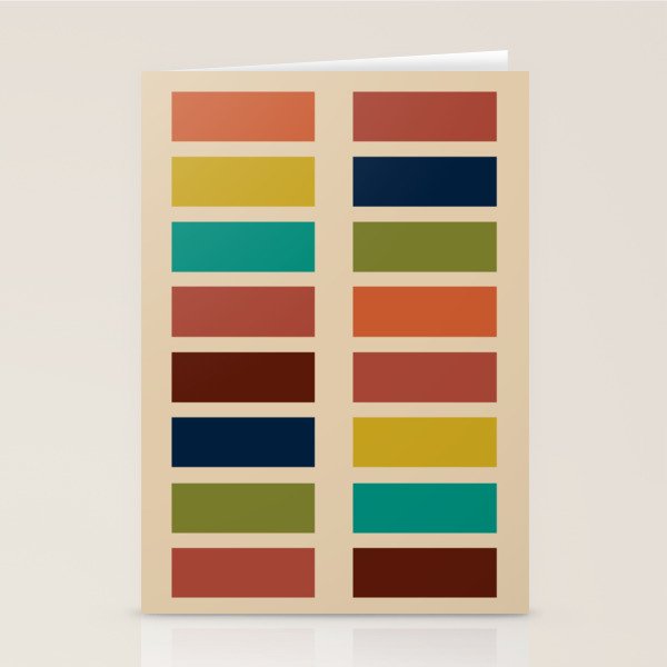 Nelson Blocks - Midcentury Modern Geometric in Mid Century Mod Mustard, Olive, Teal, Orange, Beige Stationery Card Gallery Image 1
