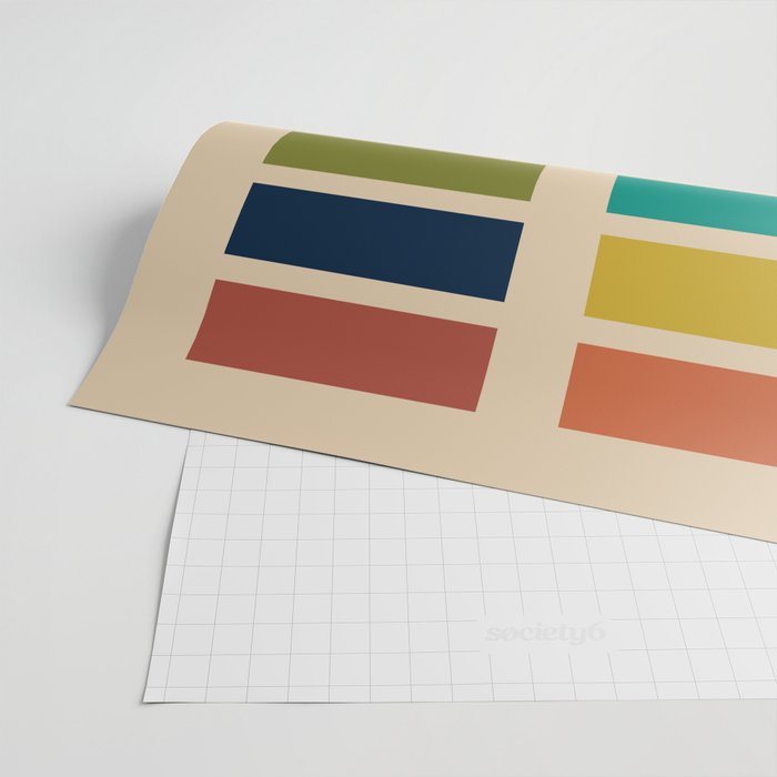 Nelson Blocks - Midcentury Modern Geometric in Mid Century Mod Mustard, Olive, Teal, Orange, Beige Wrapping Paper Gallery Image 2