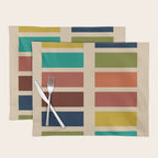 Nelson Blocks - Midcentury Modern Geometric in Mid Century Mod Mustard, Olive, Teal, Orange, Beige Placemat Gallery Image 1