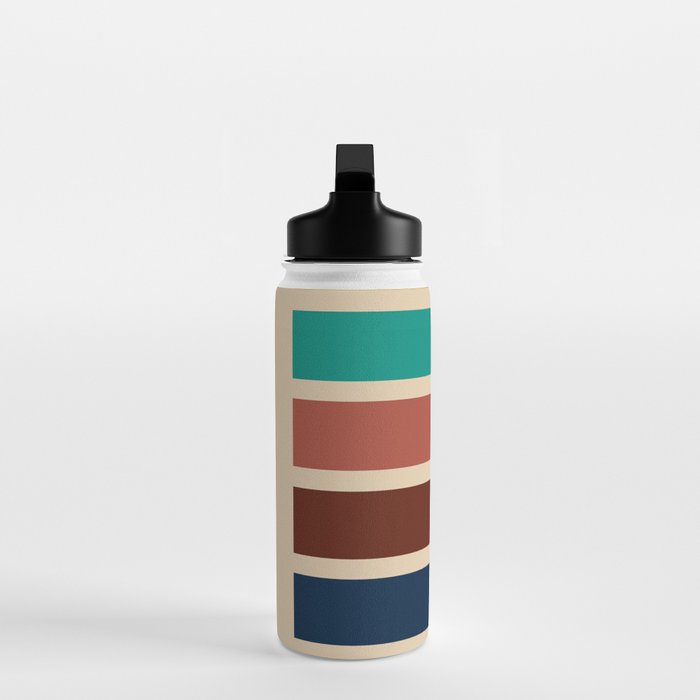 Nelson Blocks - Midcentury Modern Geometric in Mid Century Mod Mustard, Olive, Teal, Orange, Beige Water Bottle Gallery Image 3