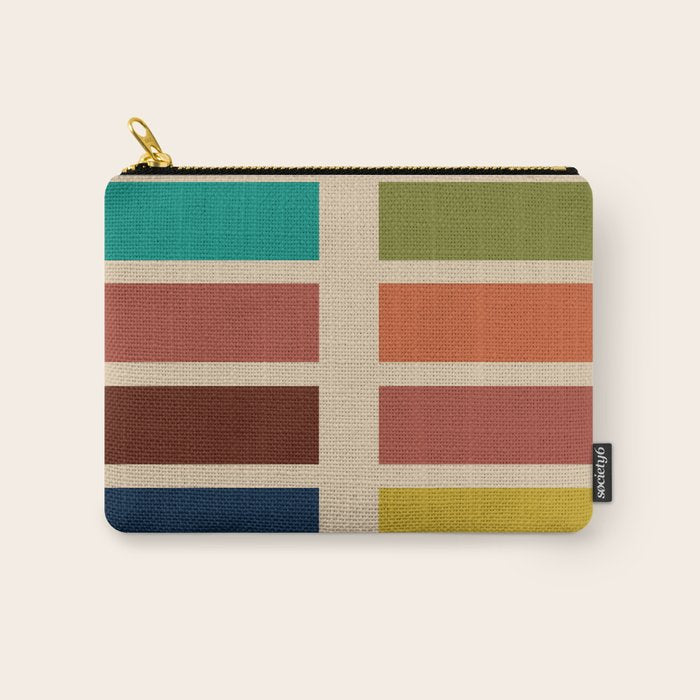 Nelson Blocks - Midcentury Modern Geometric in Mid Century Mod Mustard, Olive, Teal, Orange, Beige Carry All Pouch Gallery Image 1