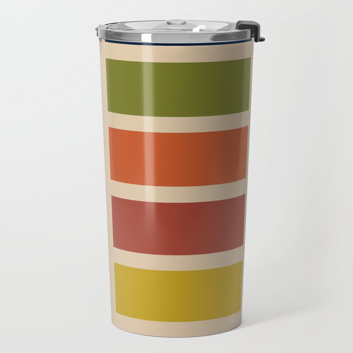 Nelson Blocks - Midcentury Modern Geometric in Mid Century Mod Mustard, Olive, Teal, Orange, Beige Travel Mug Gallery Image 2