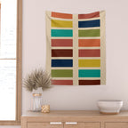 Nelson Blocks - Midcentury Modern Geometric in Mid Century Mod Mustard, Olive, Teal, Orange, Beige Wall Tapestry Gallery Image 2