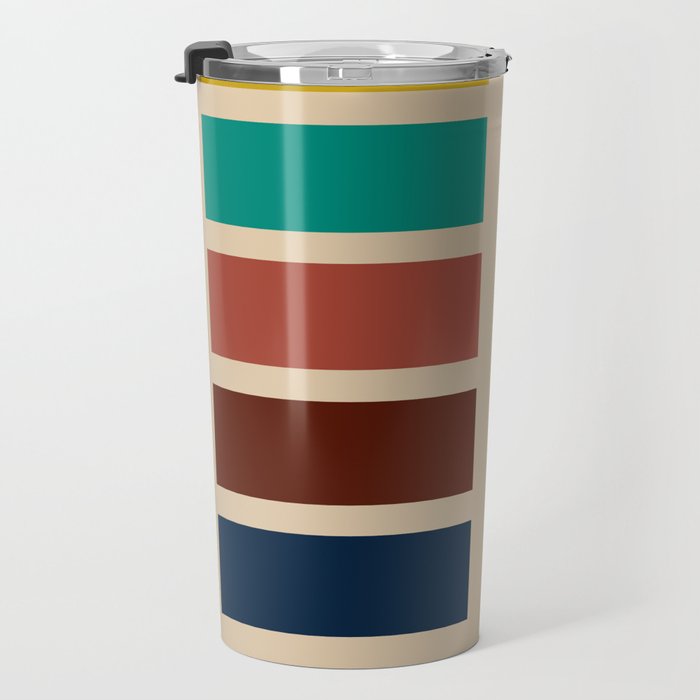 Nelson Blocks - Midcentury Modern Geometric in Mid Century Mod Mustard, Olive, Teal, Orange, Beige Travel Mug Gallery Image 3