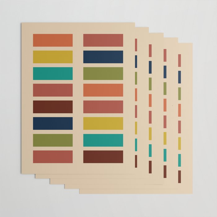 Nelson Blocks - Midcentury Modern Geometric in Mid Century Mod Mustard, Olive, Teal, Orange, Beige Wrapping Paper Gallery Image 3