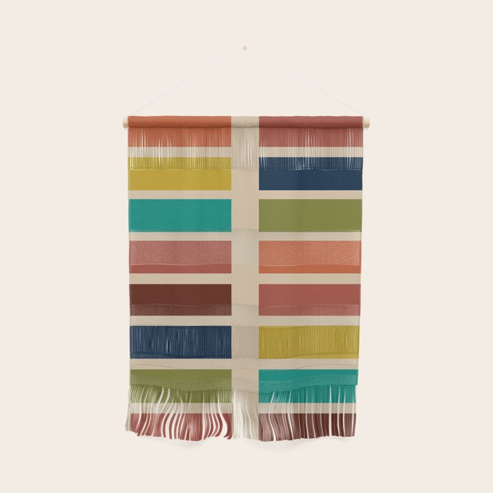 Nelson Blocks - Midcentury Modern Geometric in Mid Century Mod Mustard, Olive, Teal, Orange, Beige Wall Hanging Gallery Image 1