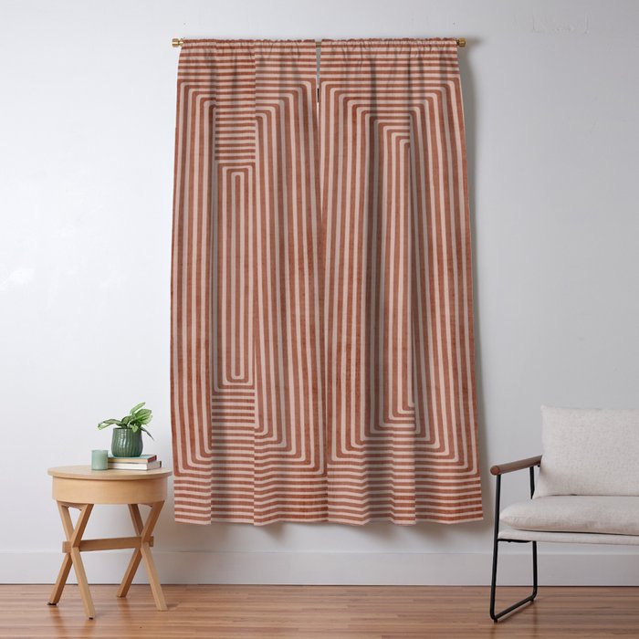 Modern Minimalism Terracotta Lines Geometric Art Window Curtain Gallery Image 5