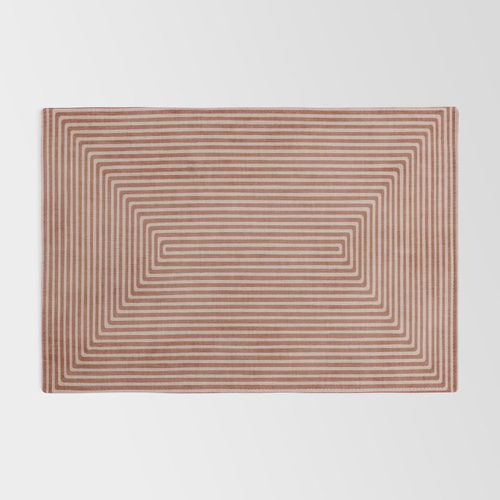 Modern Minimalism Terracotta Lines Geometric Art Rug Gallery Image 2